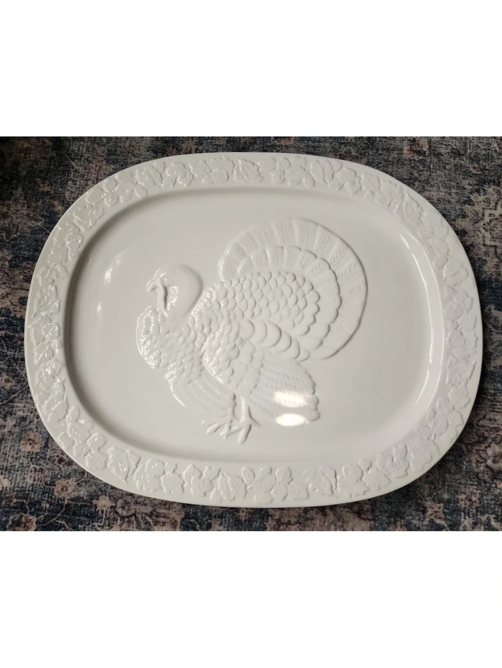 Martha Stewart Forest Grove Turkey Platter 18” White Thanksgiving NEW IN BOX